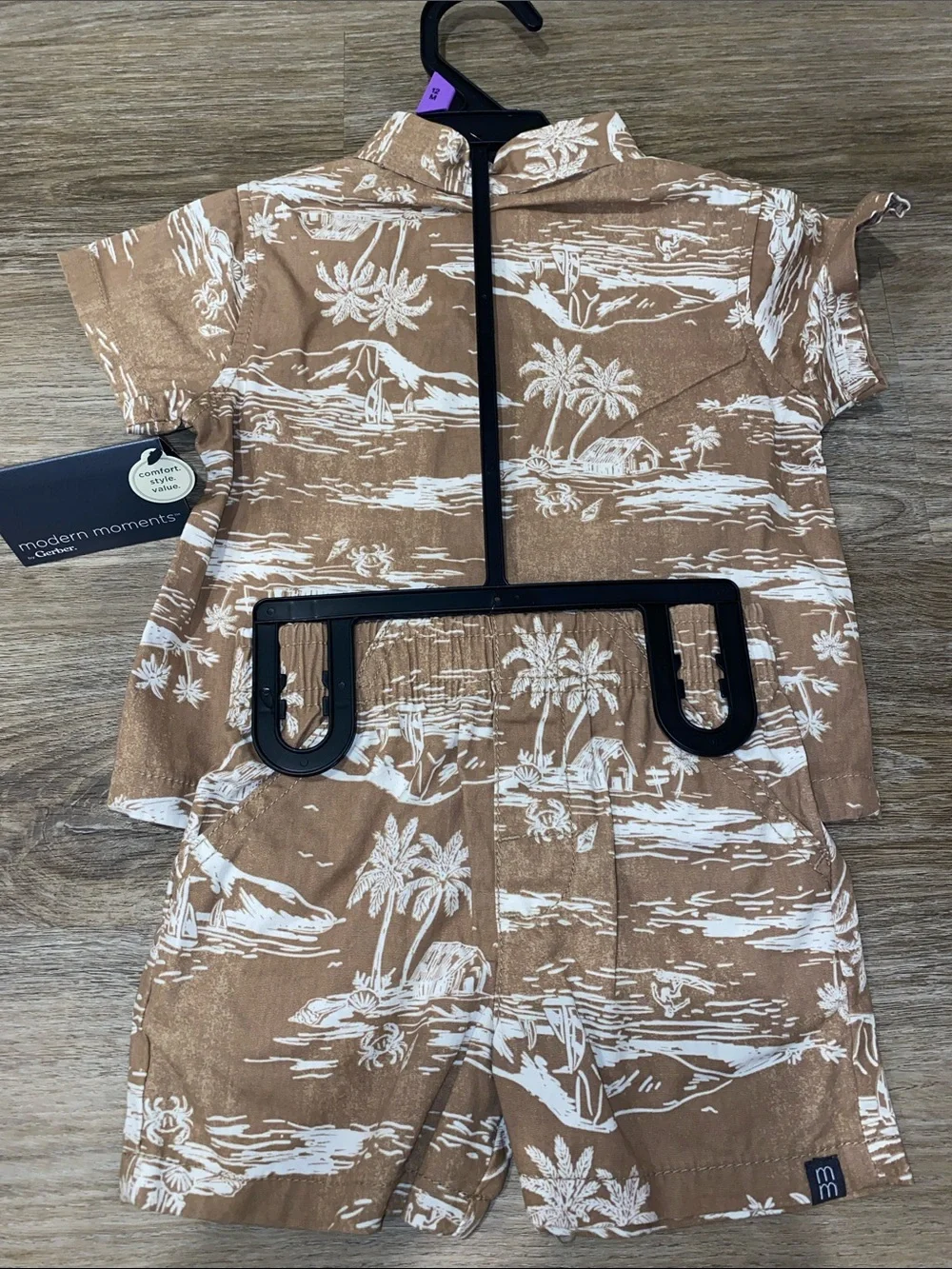 Kids' Brown Tropical Button-Down Shirt & Shorts Set - Moments
